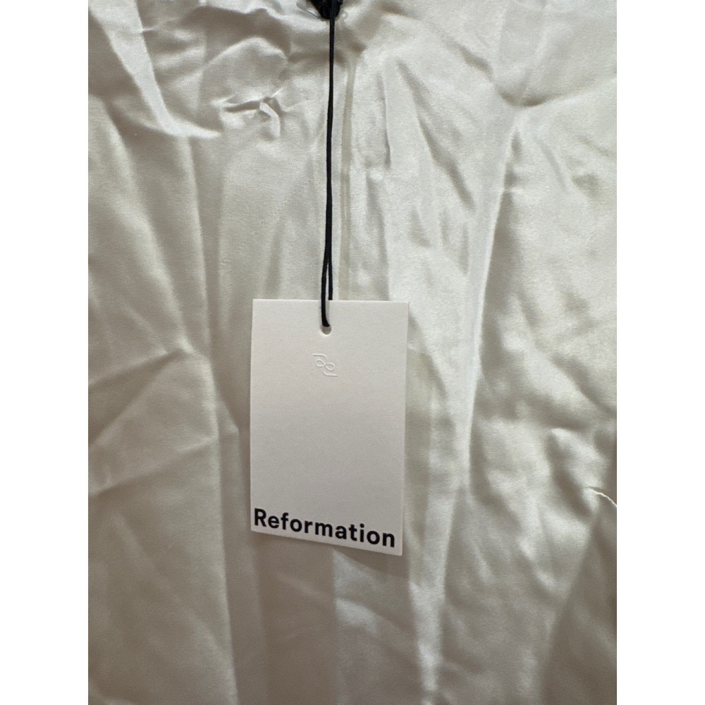Reformation Ivory Satin Lace-Trim Mini Dress - Picture 6 of 7